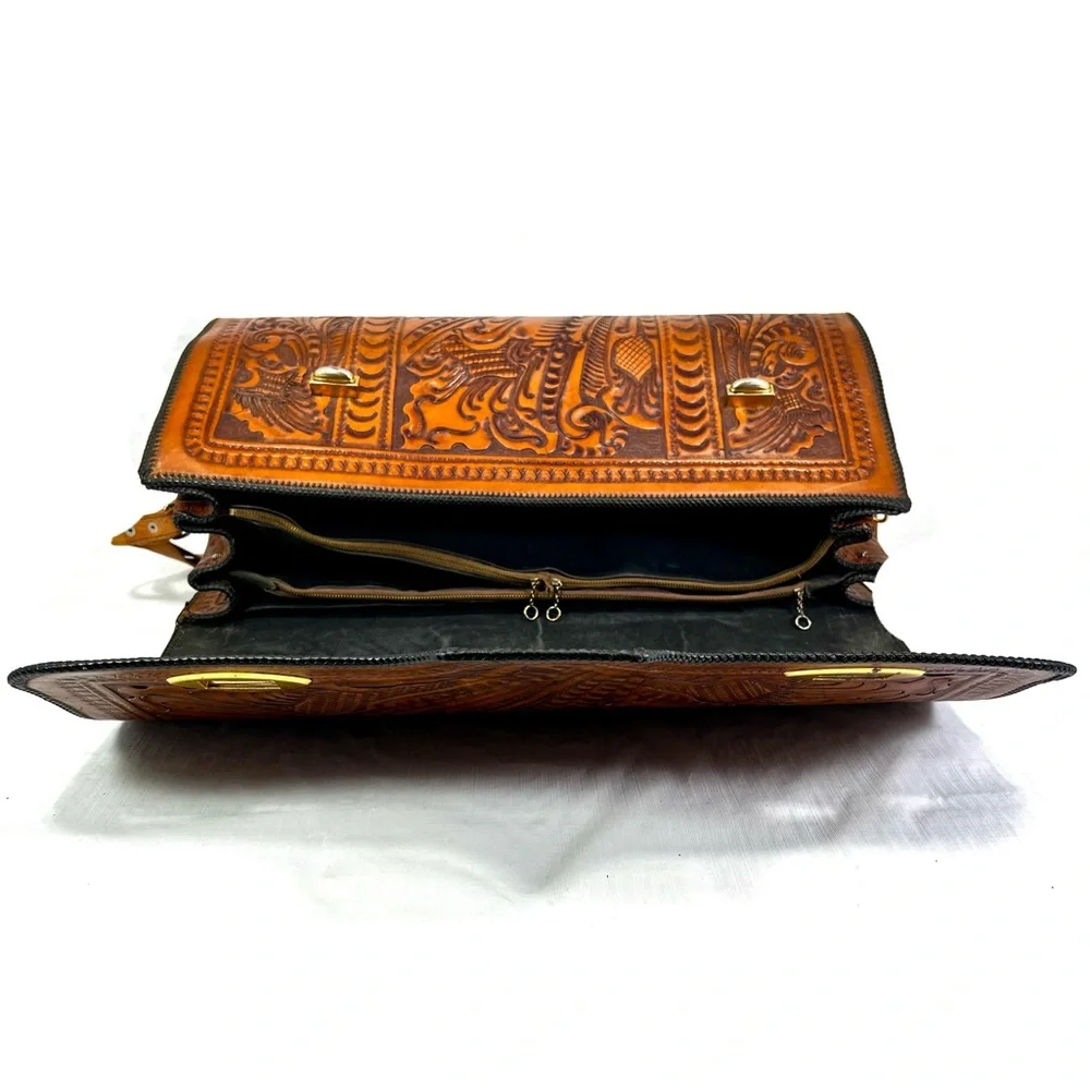 VINTAGE 1950’s | TOOLED LEATHER x-large briefcase